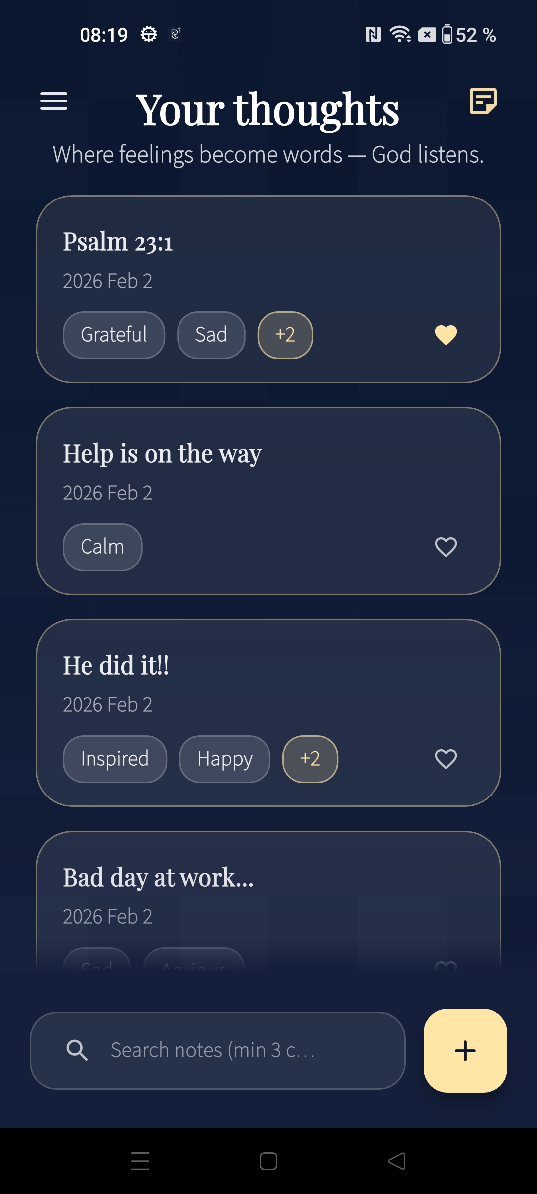 Your thoughts list